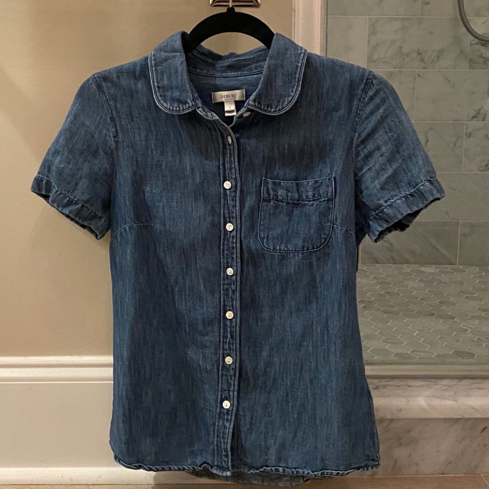 J. Crew chambray denim Peter Pan collar button up